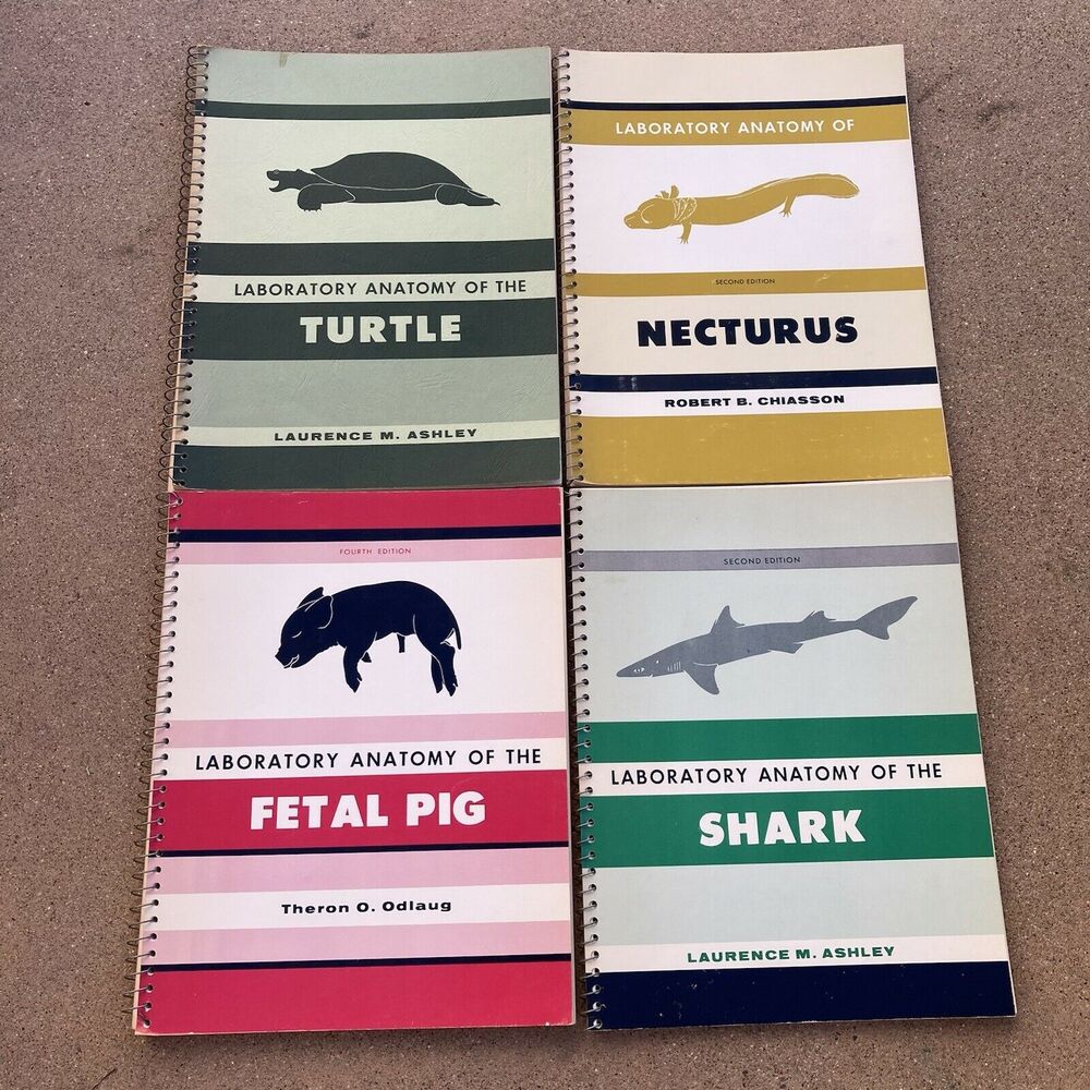 Bundle of 4 Spiral Books Laboratory Anatomy of Fetal Pig Turtle Shark Necturus
